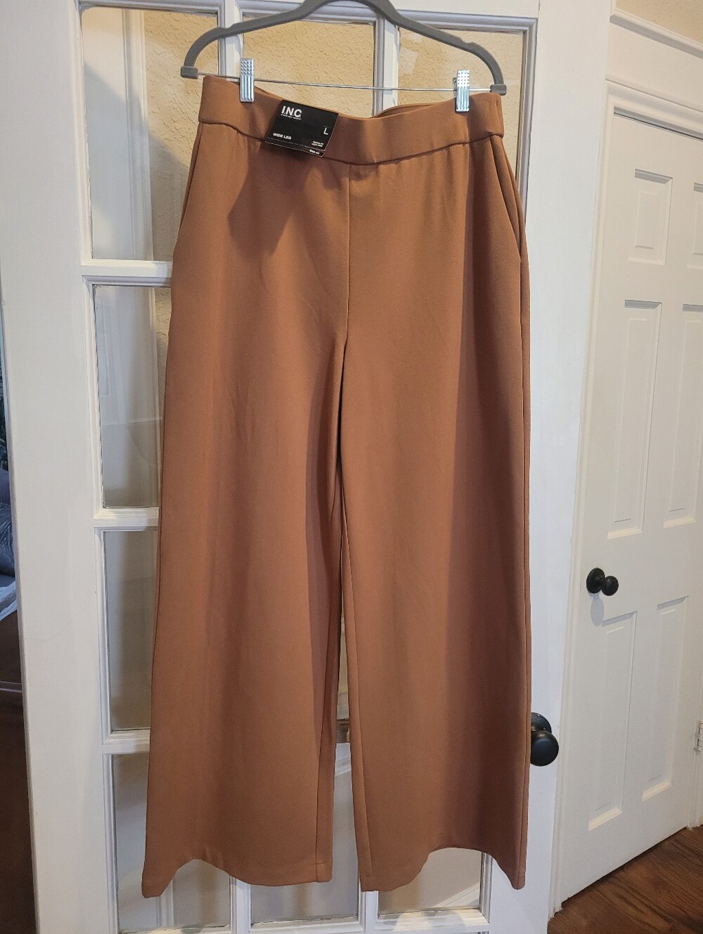 NWT INC International Concepts Wide Leg Womens Pants, Camel Color, Size L